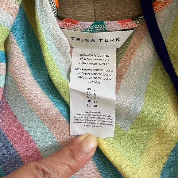 Trina Turk Multicolored Rainbow Dress Coverup Open Back SZ L - Picture 5 of 9